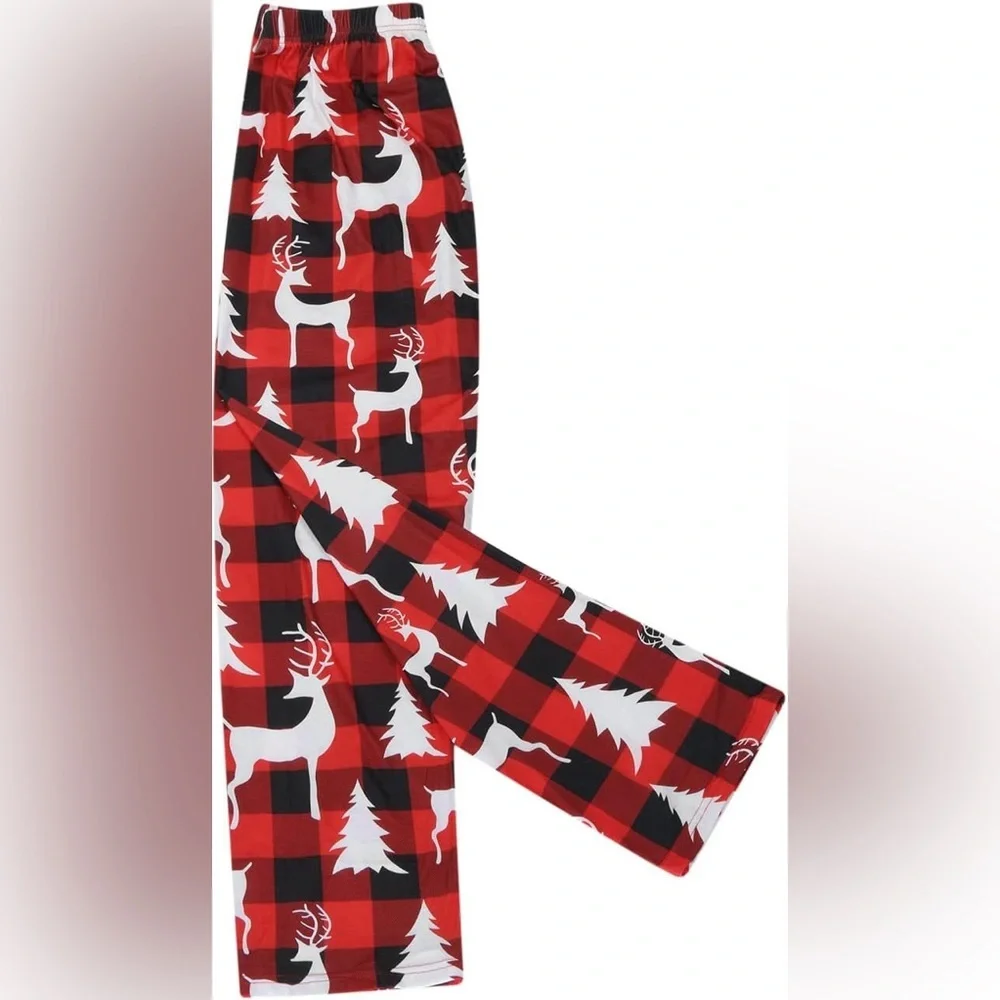 NEW Ekouaer Christmas Pajama Set Red Black‎ Buffalo Plaid Reindeer Kids